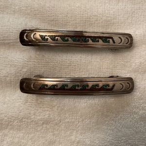 Native American silver with stone inlay hair clip
